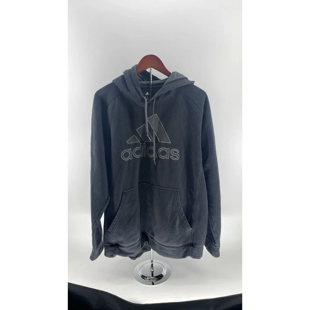 Adidas Men's Black Fleece Hoodie Embroidered Logo L‎